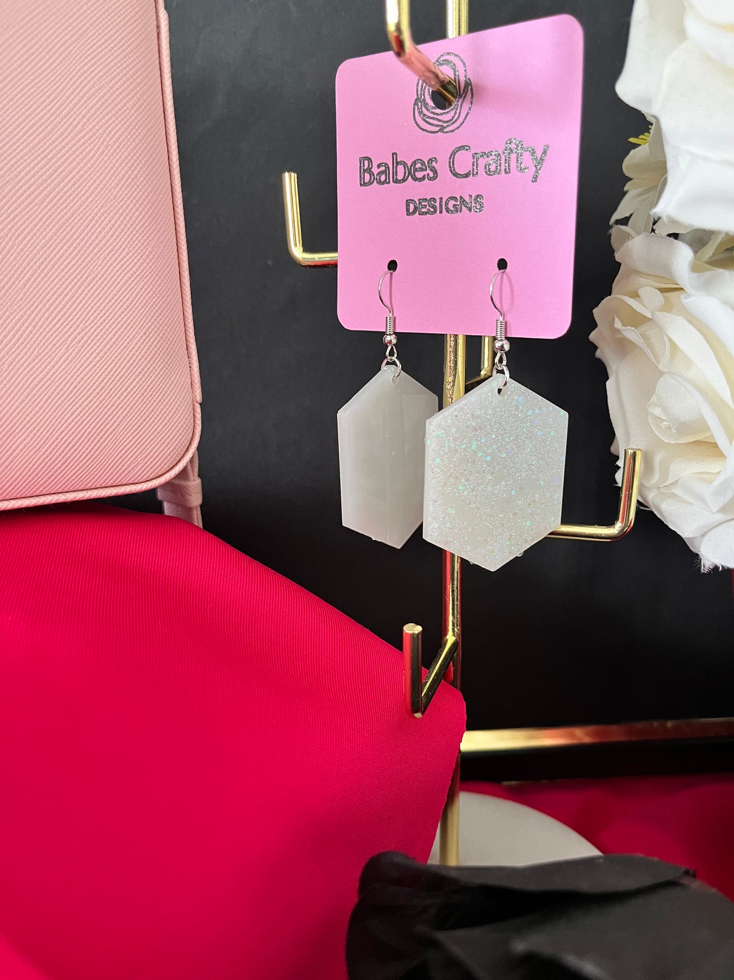 Glitter resin earrings - Hexagons