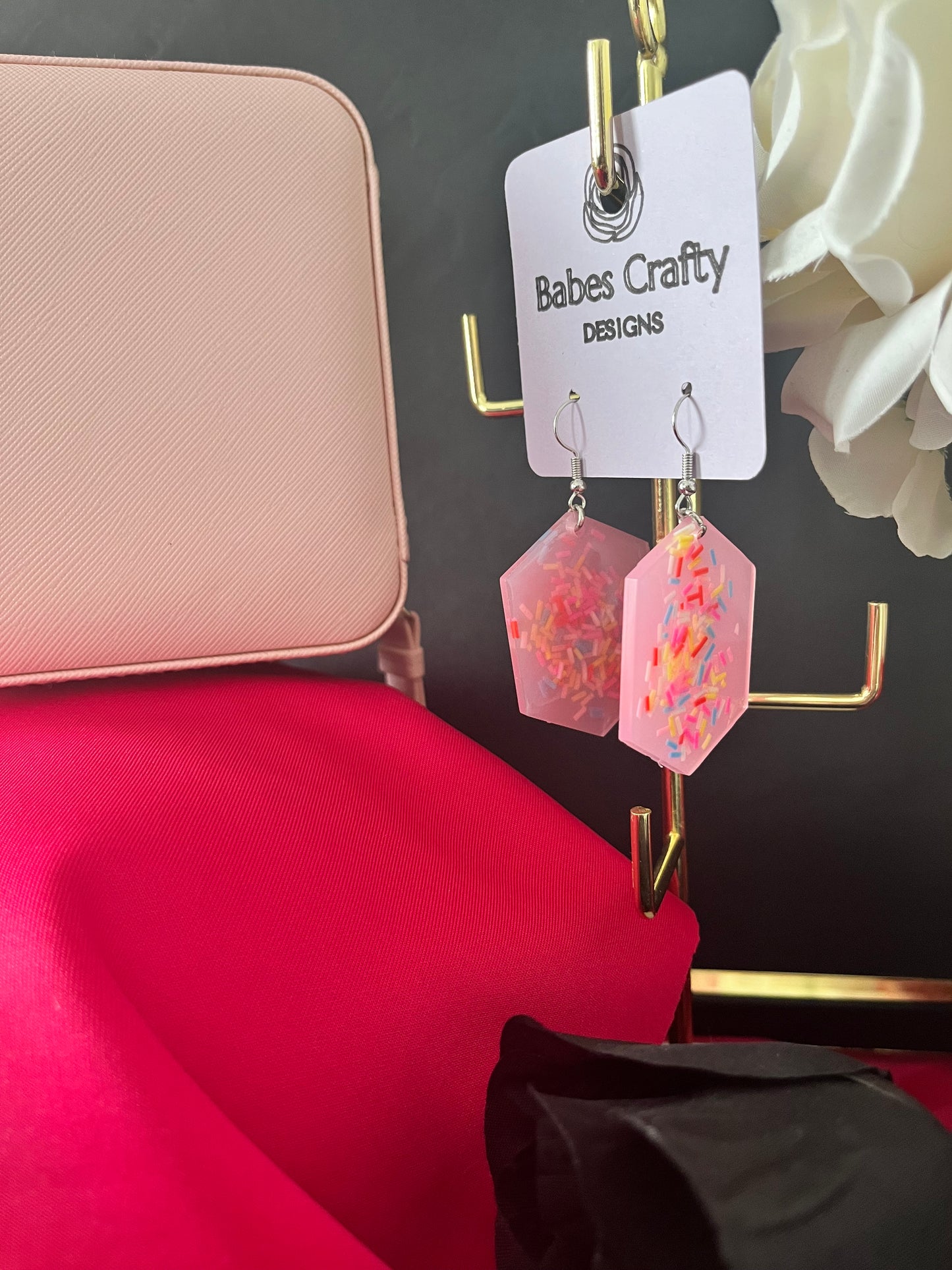 Glitter resin earrings - Hexagons